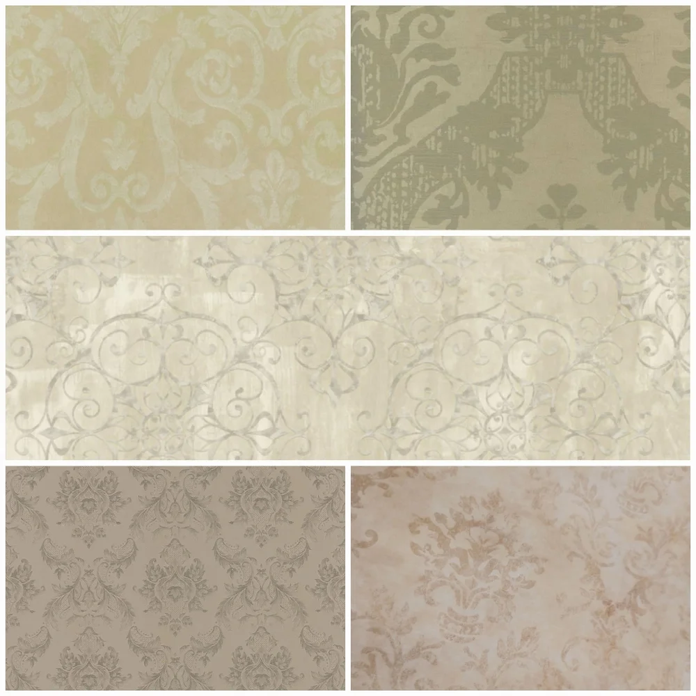 Wallpaper Monique Damask Taupe Satin